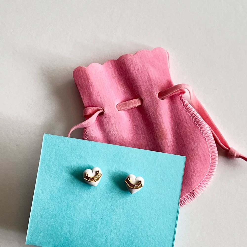 Vintage Juicy Couture White Heart Stud Earrings